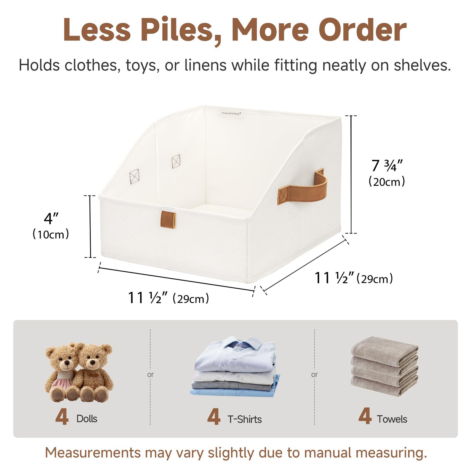 Closet Storage Bins Trapezoid, Ivory White, Small, 3Pack