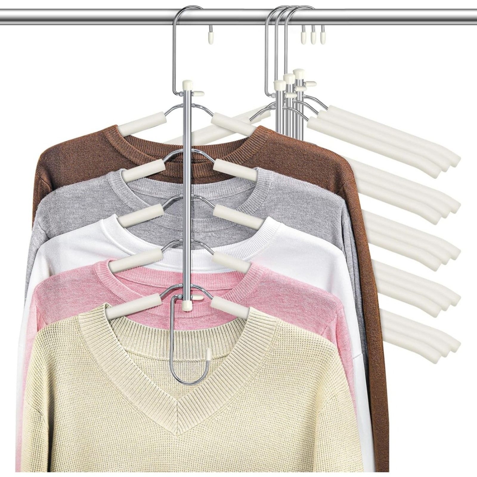 4 Pack Clothes Hangers Space Saving Shirt Organizer,Non Slip Multi Shirt Hangers