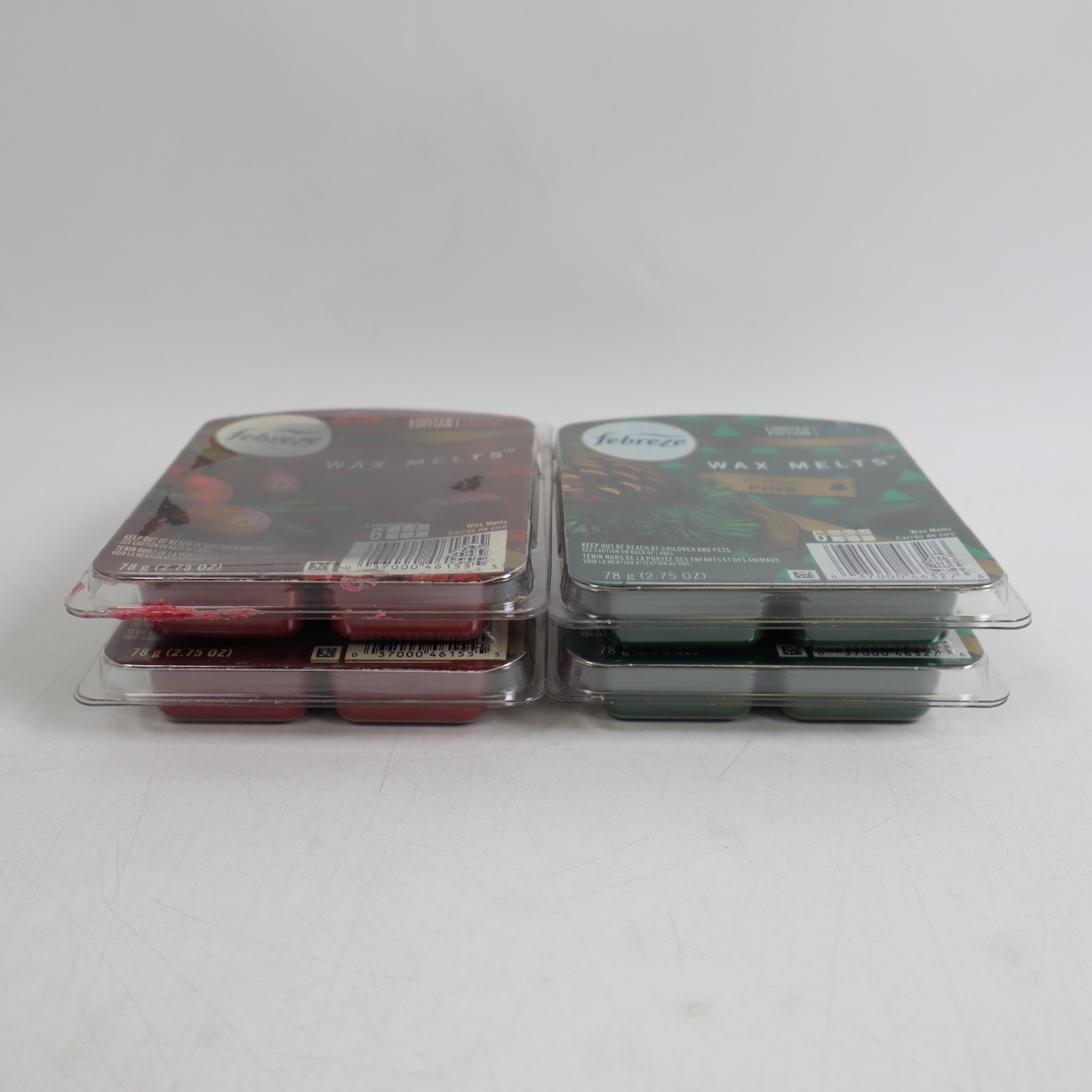 4 PACK Febreze Wax Holiday Melts 6 Each, 2 Pine + 2 Cranberry (24 Melts Total)