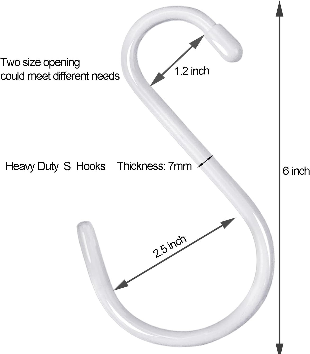 16 Inch Vinyl Coated S Hooks – Rust Resistant, Multi-Functional Hangers for Home