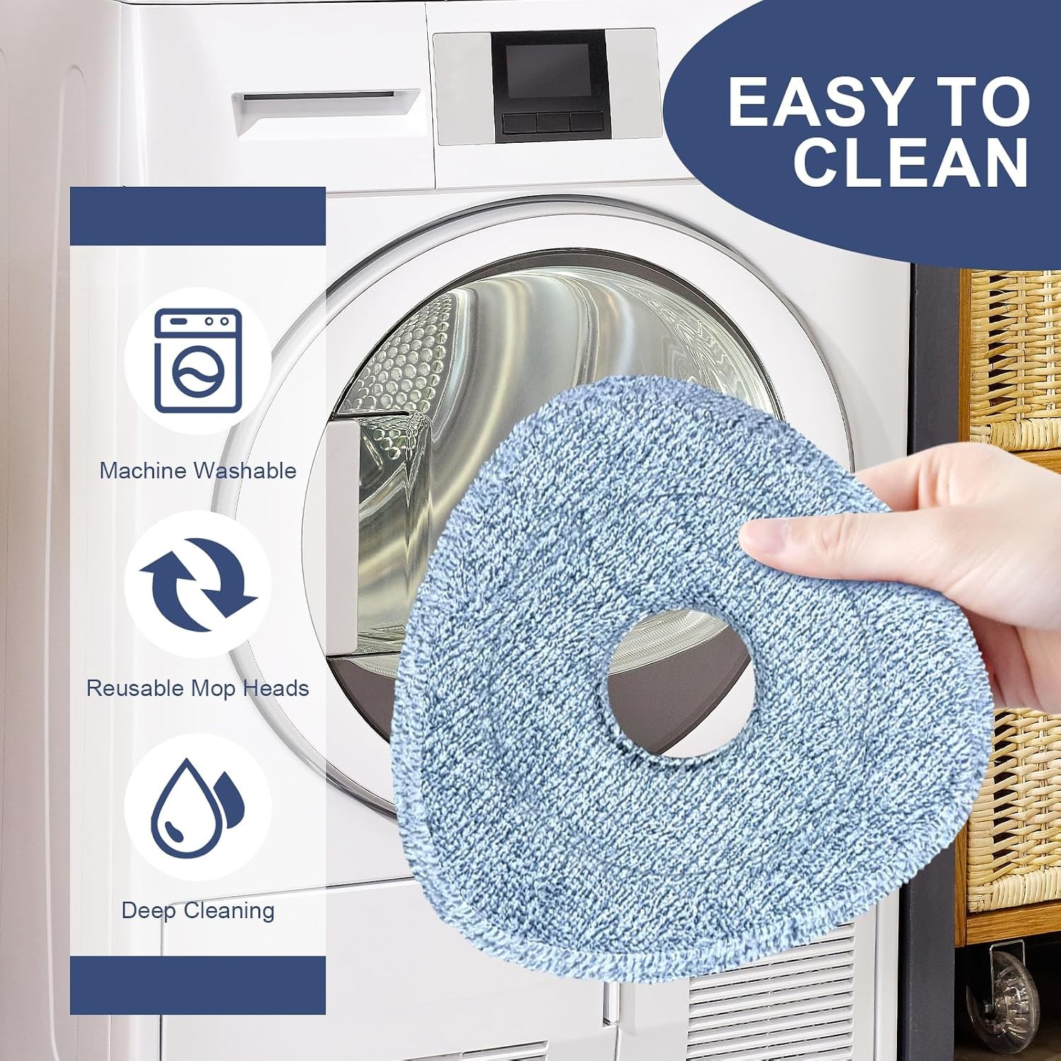 Mop Replacement Pad Set, 5 Pack Spin Mop Replace Pads Refill1105