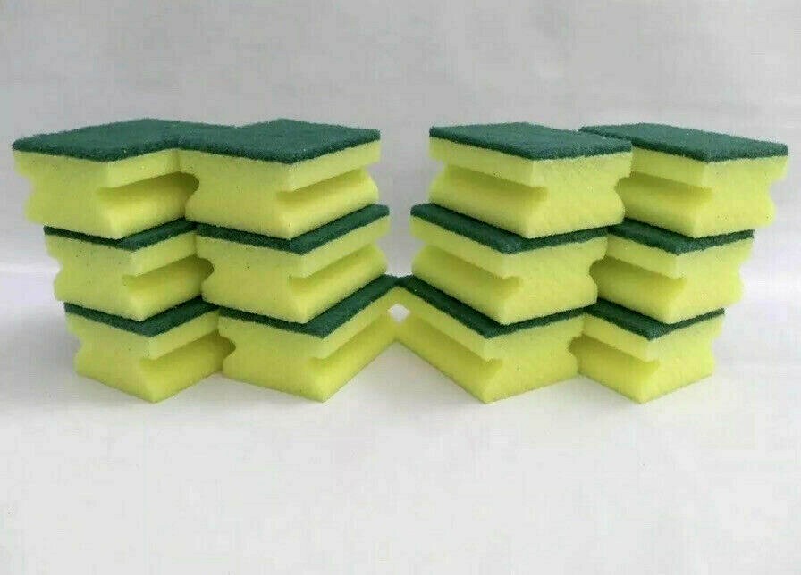12 Scrub Buddies Nail Guard Sponges TWO 6 Packs Yellow Green Sponge
