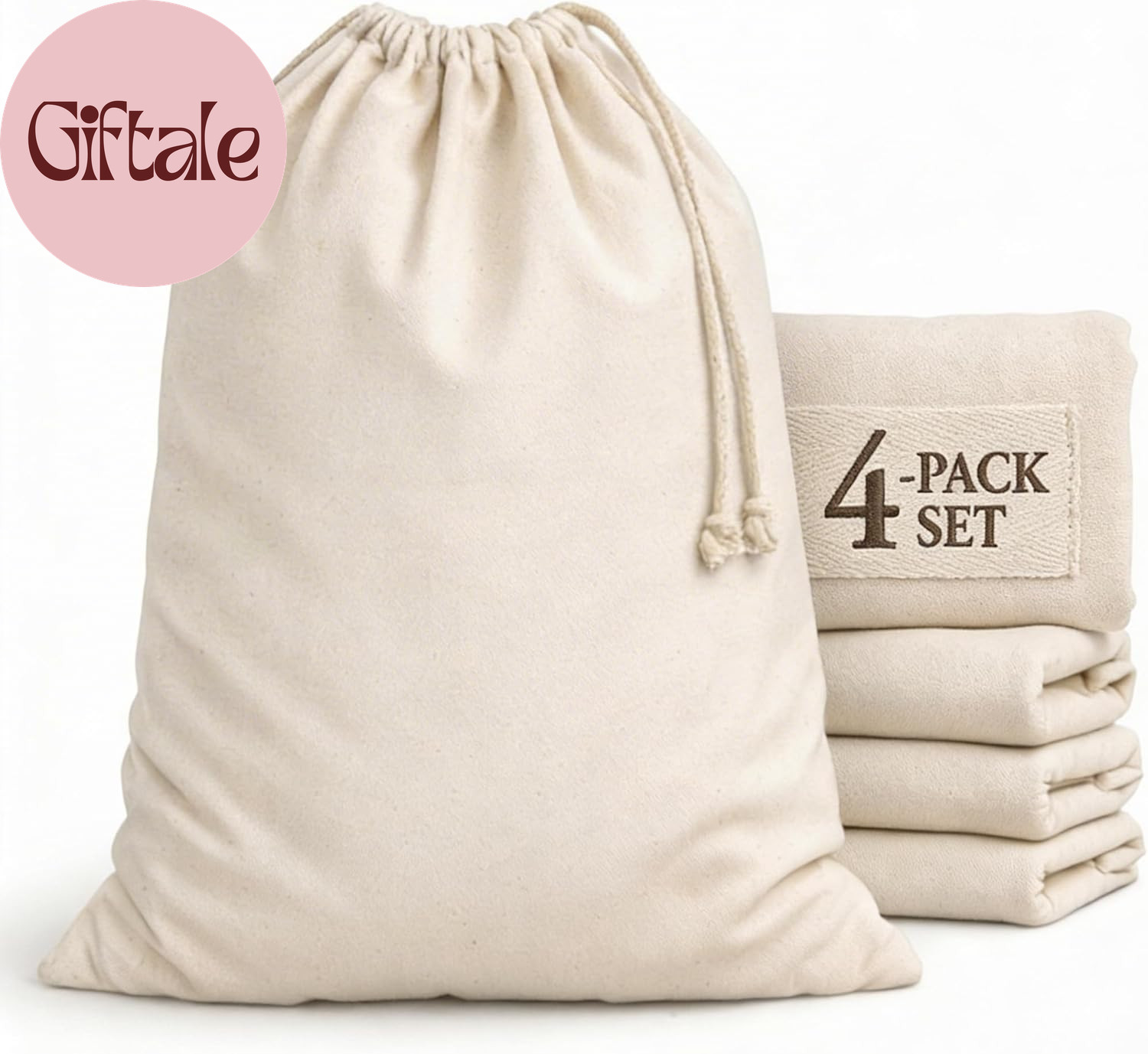 Laundry Bags 4-Pack 28”X36″ Extra-Large Cotton Canvas Heavy Duty Washable Durabl