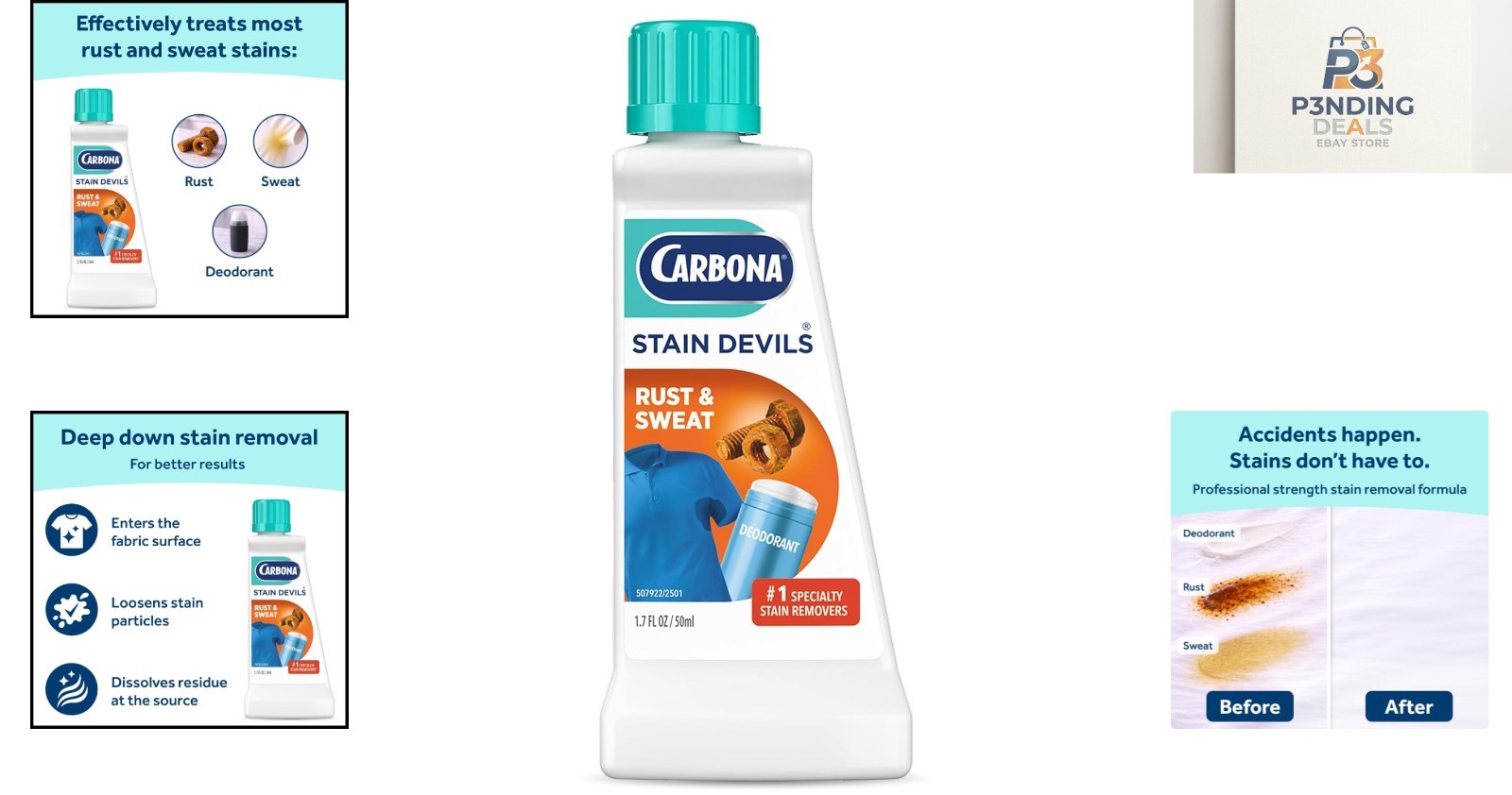 Stain Devils 1.7 Fl Oz: Powerful Rust & Perspiration Stain Solution, All Fabrics