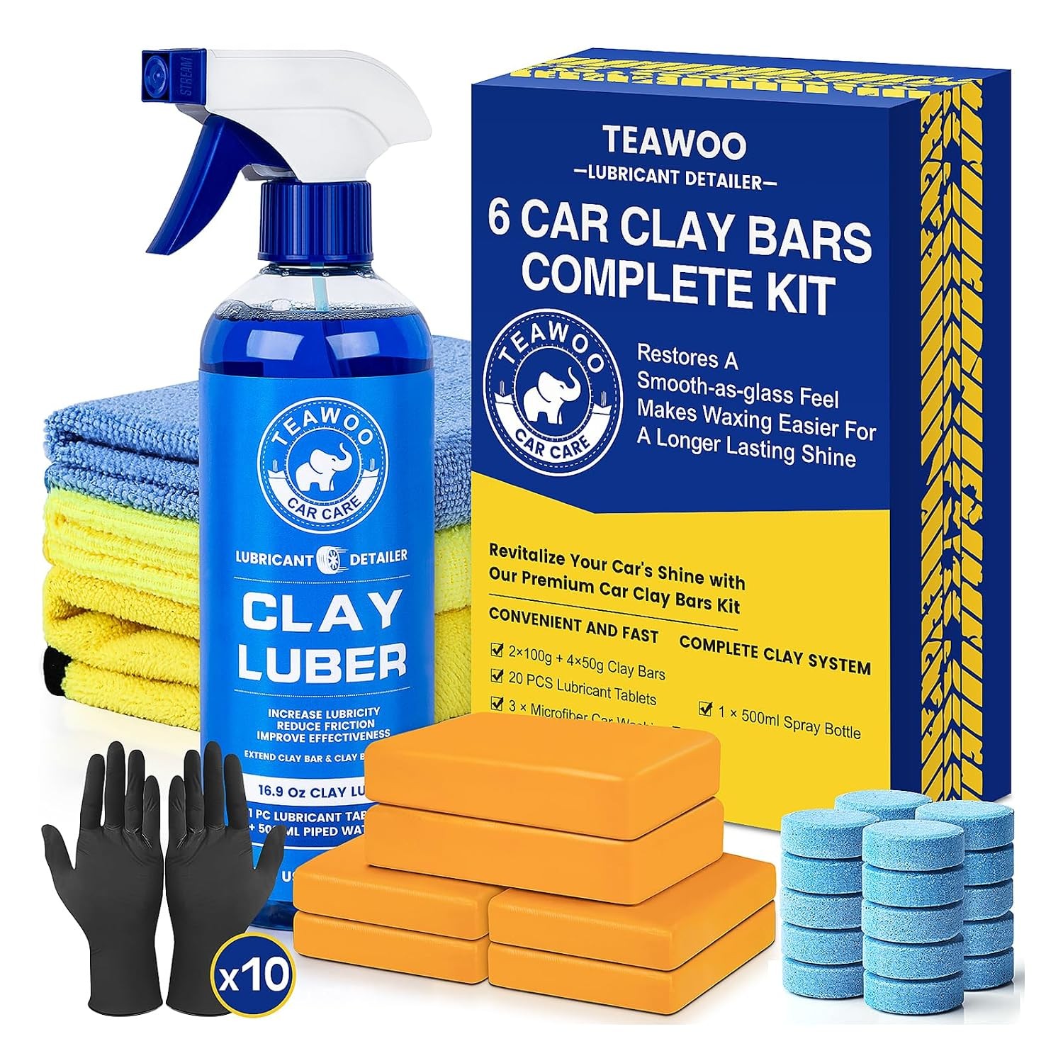 Car Detailing Kit 6 Count Clay Bar Kit for Car Cleaning and Detailing Supplies