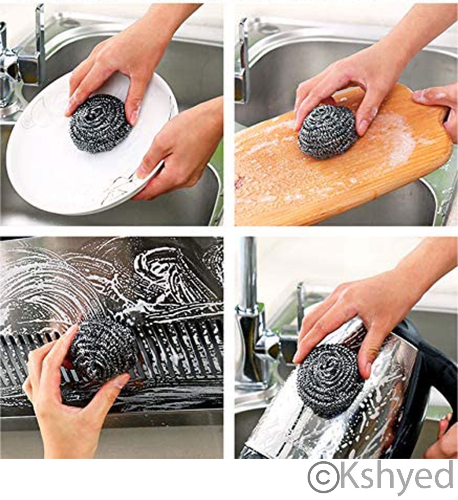 Jumbo 4 PCS (2 Pack) Stainless Steel Sponges Scrubbing Scourer Pad For Kitchen