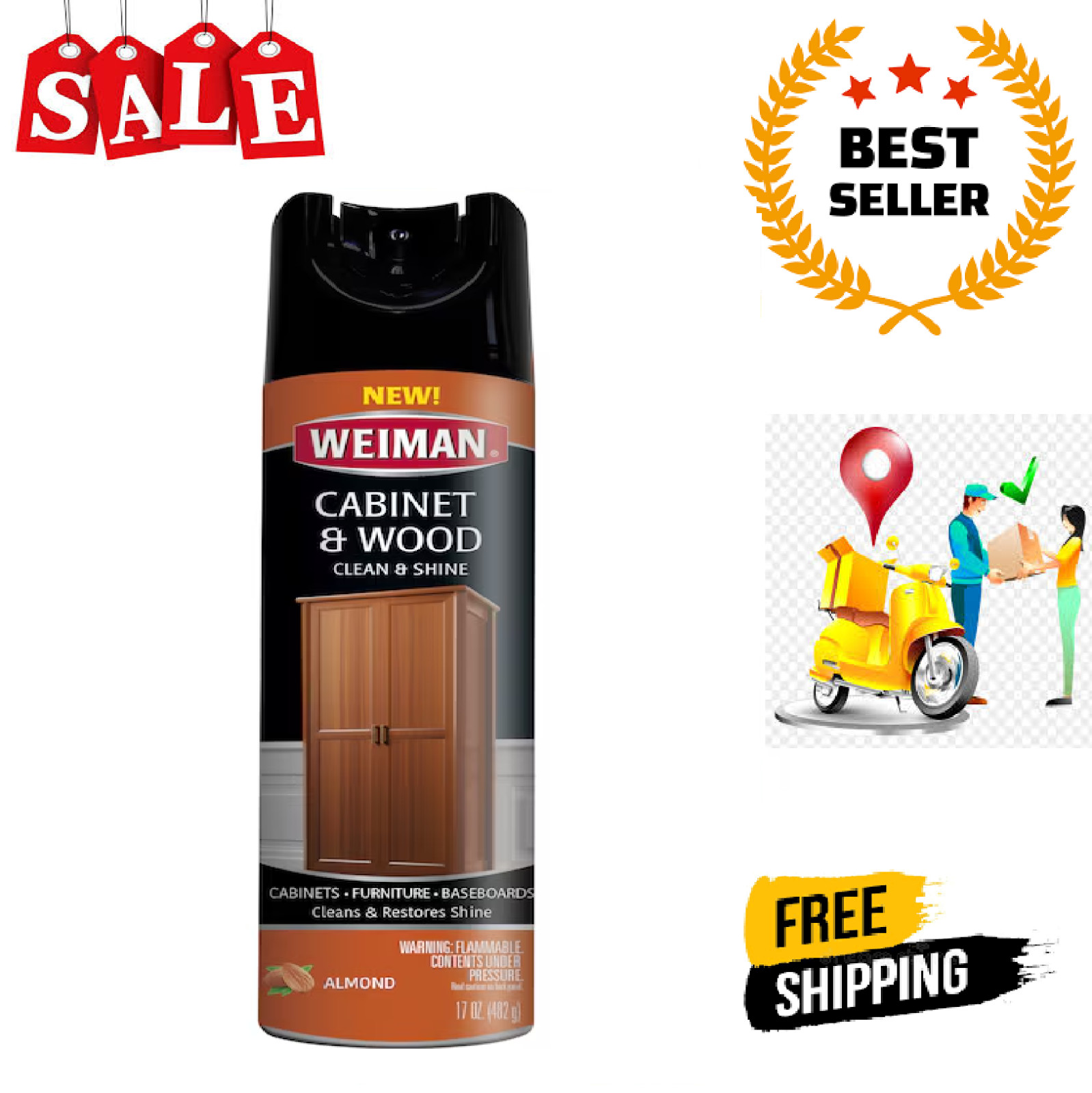 Weiman Products Cabinet and Wood Clean + Shine 17 -fl oz Fresh Scent Wood furnit