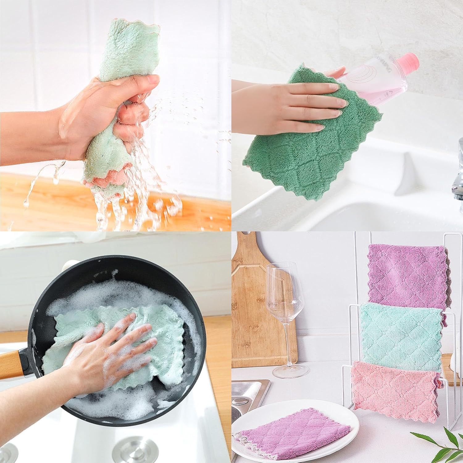 Reusable Microfiber Kitchen Cloths Absorbent Dish Towels 24 Pack
