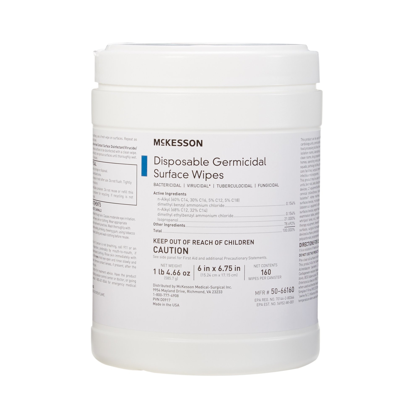 McKesson Surface Disinfectant Wipe Canister Alcohol Scent 800 Ct 50-66160