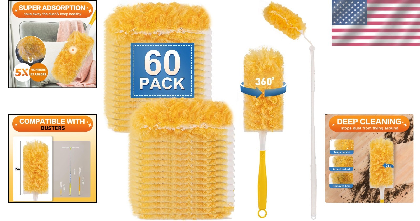 Heavy Duty Duster Refills Microfiber Dusting Kit for Furniture Ceiling Fan