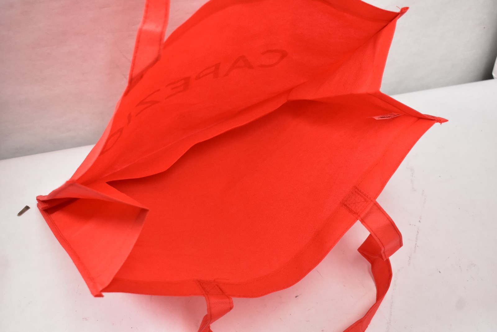 Lot of 11 Prime Line Standard Non Woven Tote Bags Red BRANDED 16″ x 12″ x 6″
