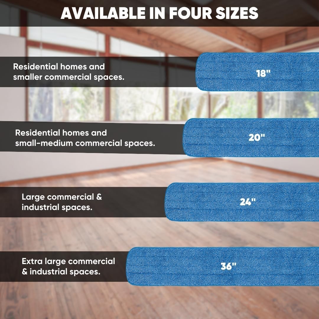 18 Pack 36″ Microfiber Flat Mop Pads – Machine Washable