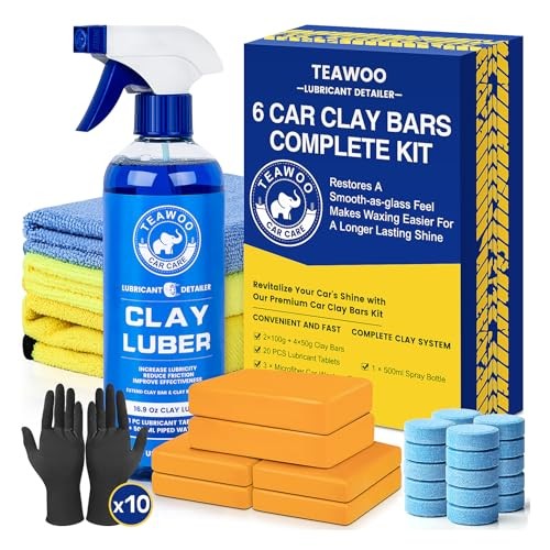TEAWOO Clay Bars Kit, 6 Clay Bars & 20 PCS Lubricant Tablets, Complete 6 count