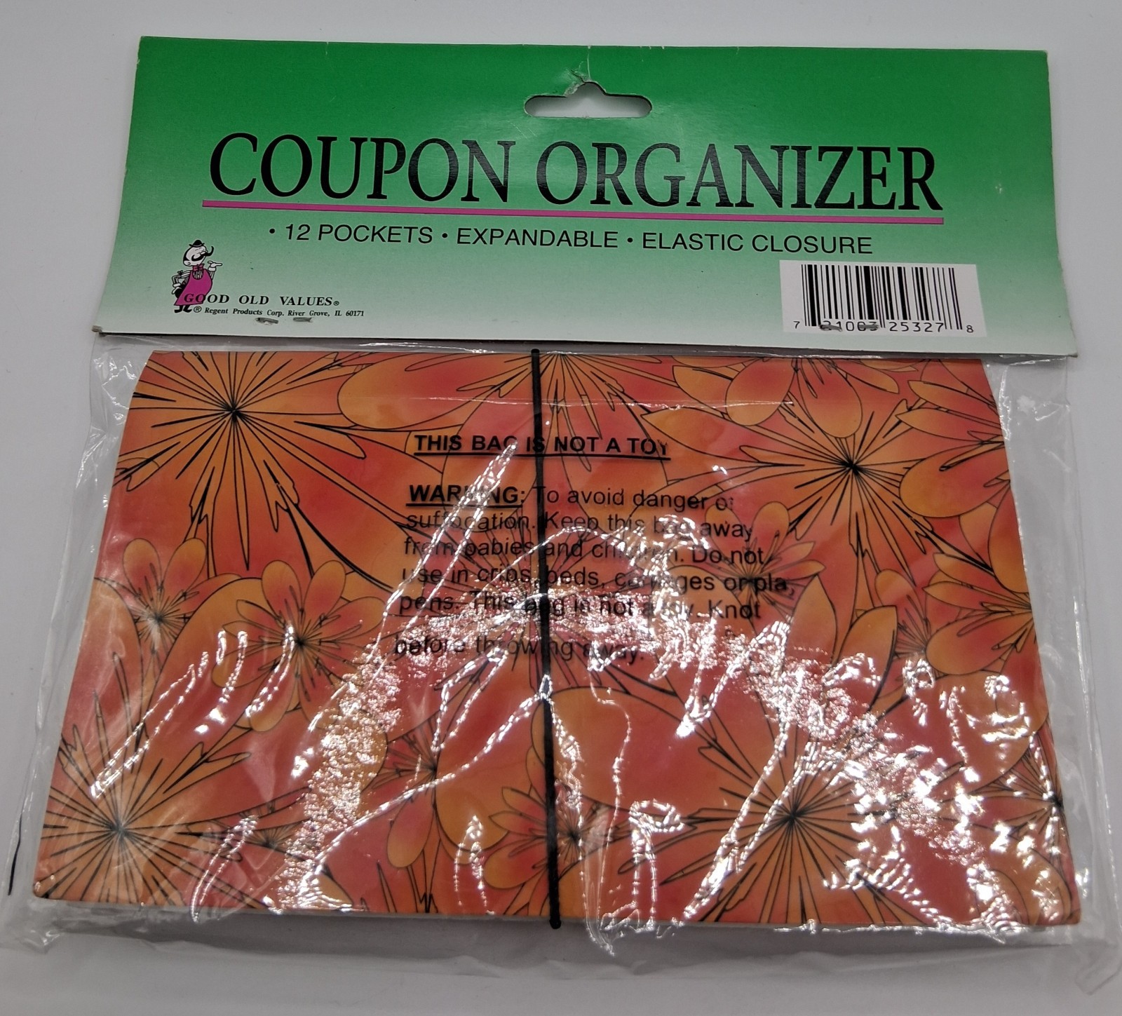Vintage 80’s Coupon Organizer Expandable 12 Pockets Elastic Closure