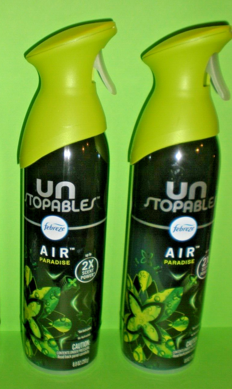 (2) FEBREZE UNSTOPABLES PARADISE Air Room Freshener Spray 8.8 Oz each Bottle