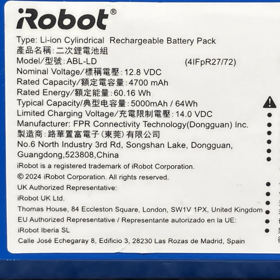 iRobot Roomba Plus 405 505 Combo Robot Vacuum Mop Battery Replacement ABL-LD