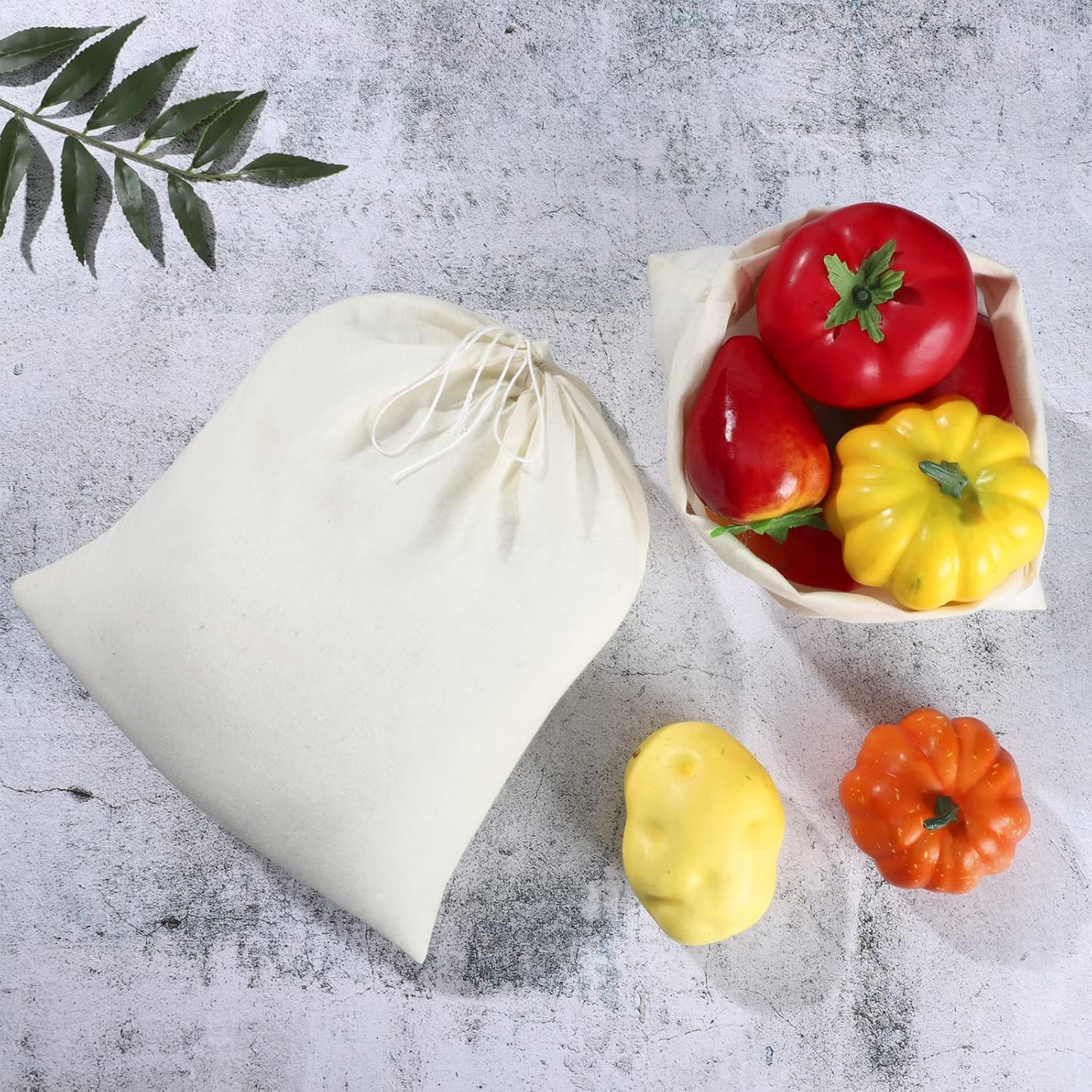 20 Pcs Muslin Bags 8X10 Inches, Cloth Bags with Cotton Drawstring Fabric