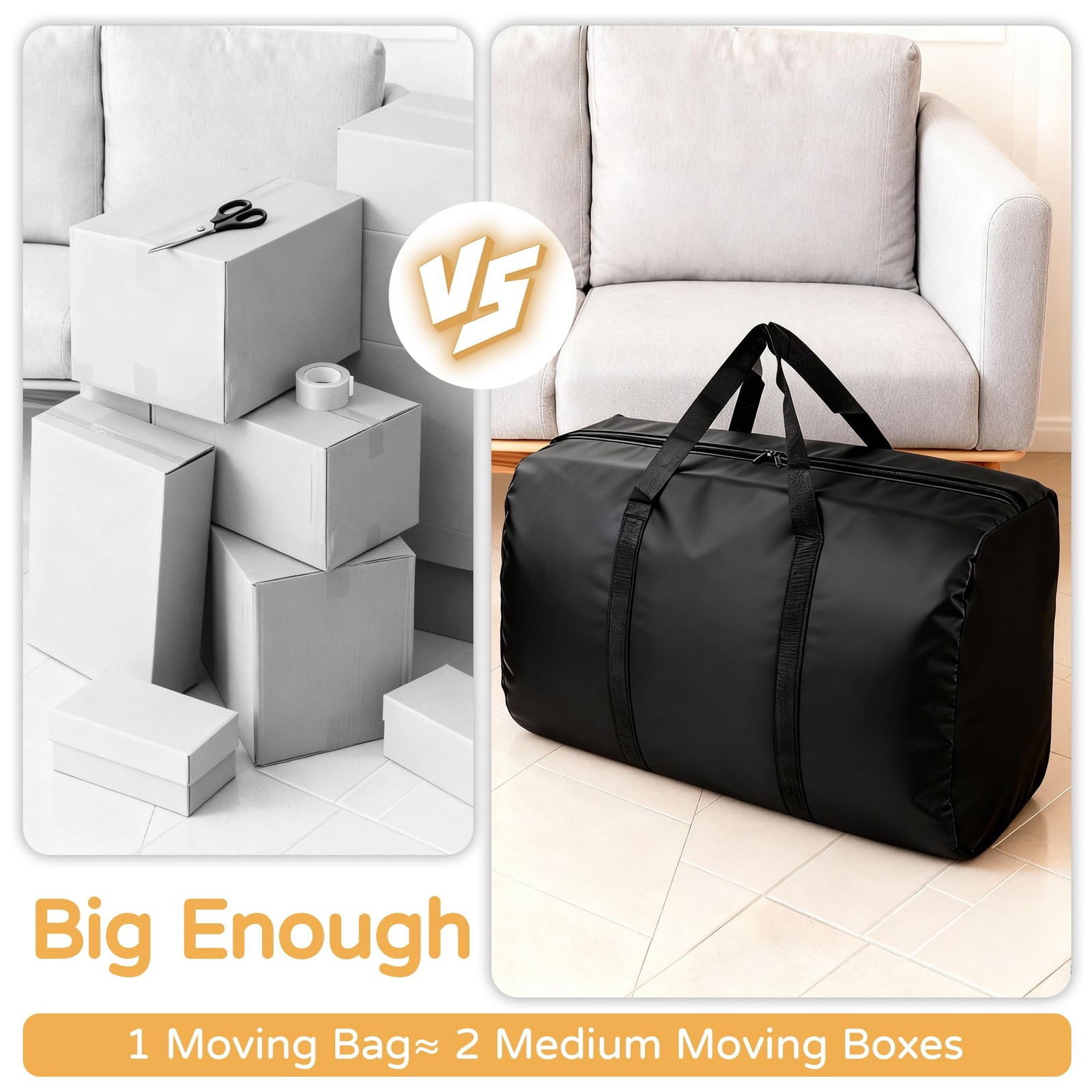 4 PCS 96L Extra Large Moving Bags Heavy Duty Storage Totes Zipper Handles