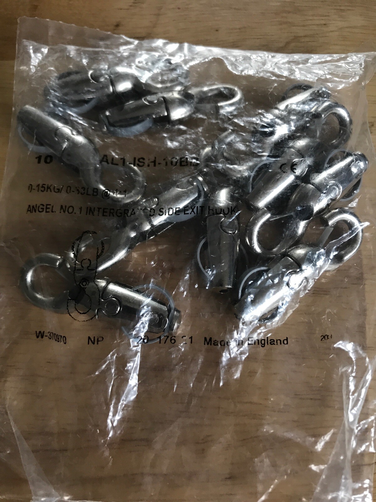 Pack Of 10 AL1-ISH-10BB Angel No. 1 Intergrated Side Exit Hook O-15kg/0-33lbs EA