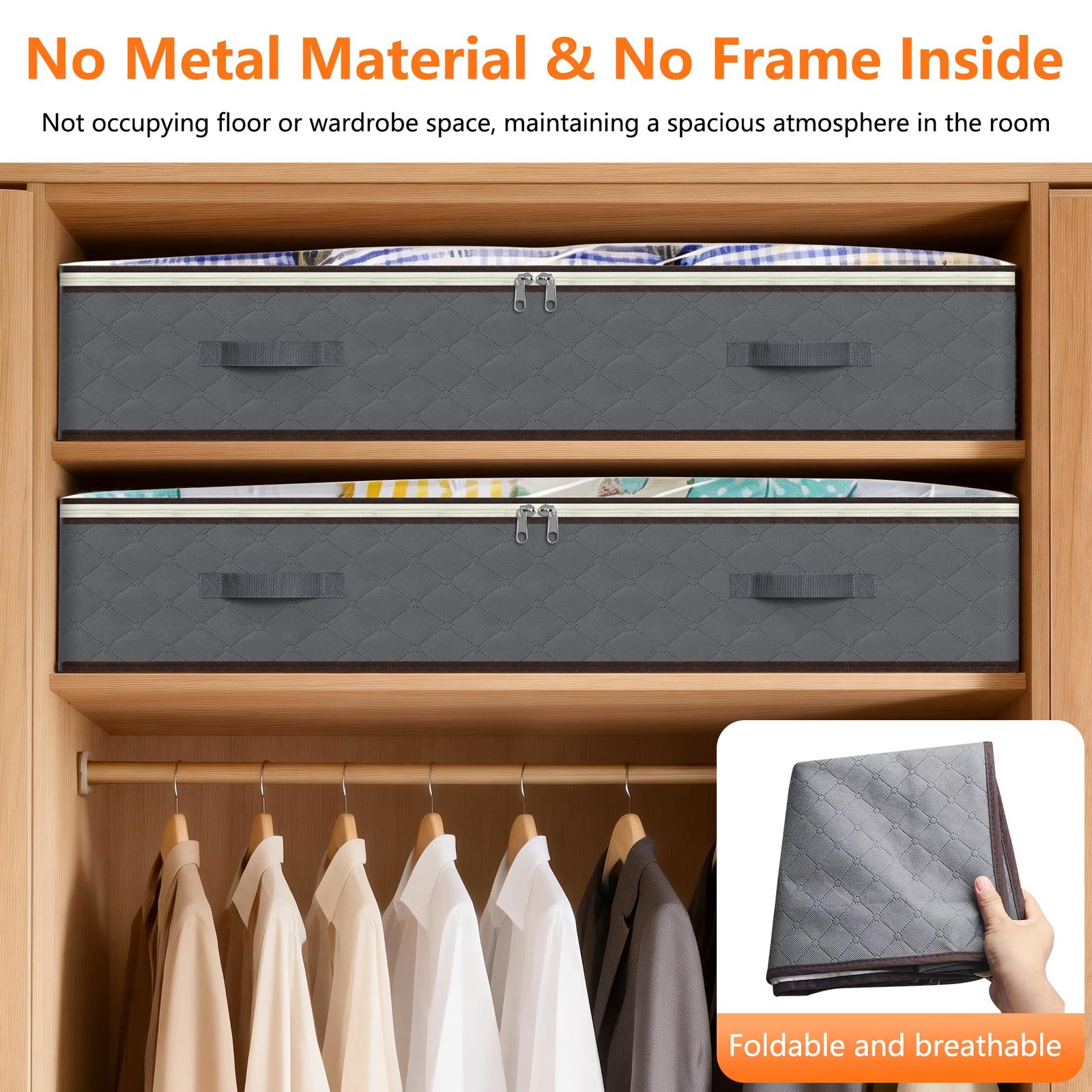 90L Under Bed Storage Containers,4-Pack Closet Organizers and 4 Pack, Grey