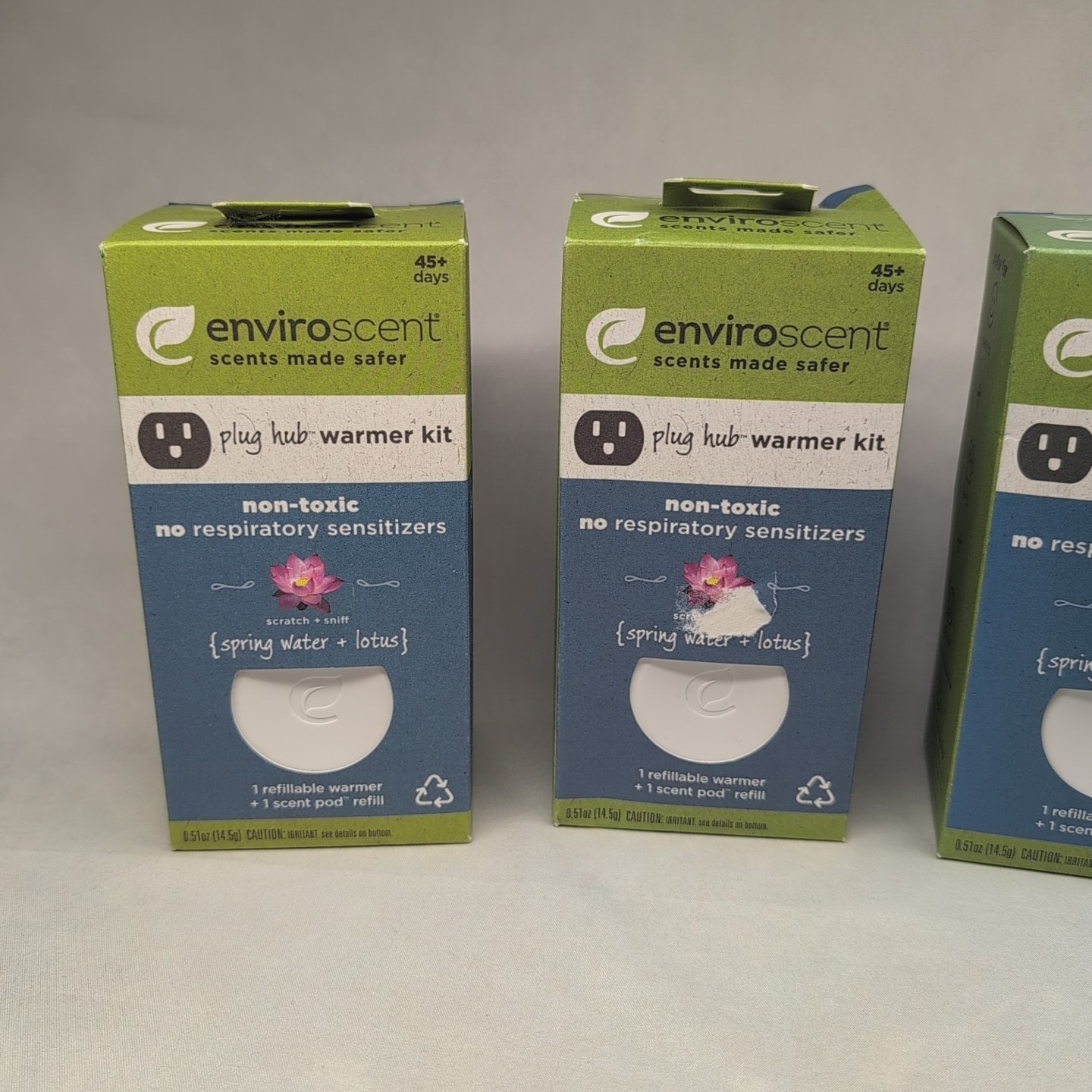 3 pk Enviroscent Plug Hub Warmer Kit Spring Water & Lotus 0.51 oz.