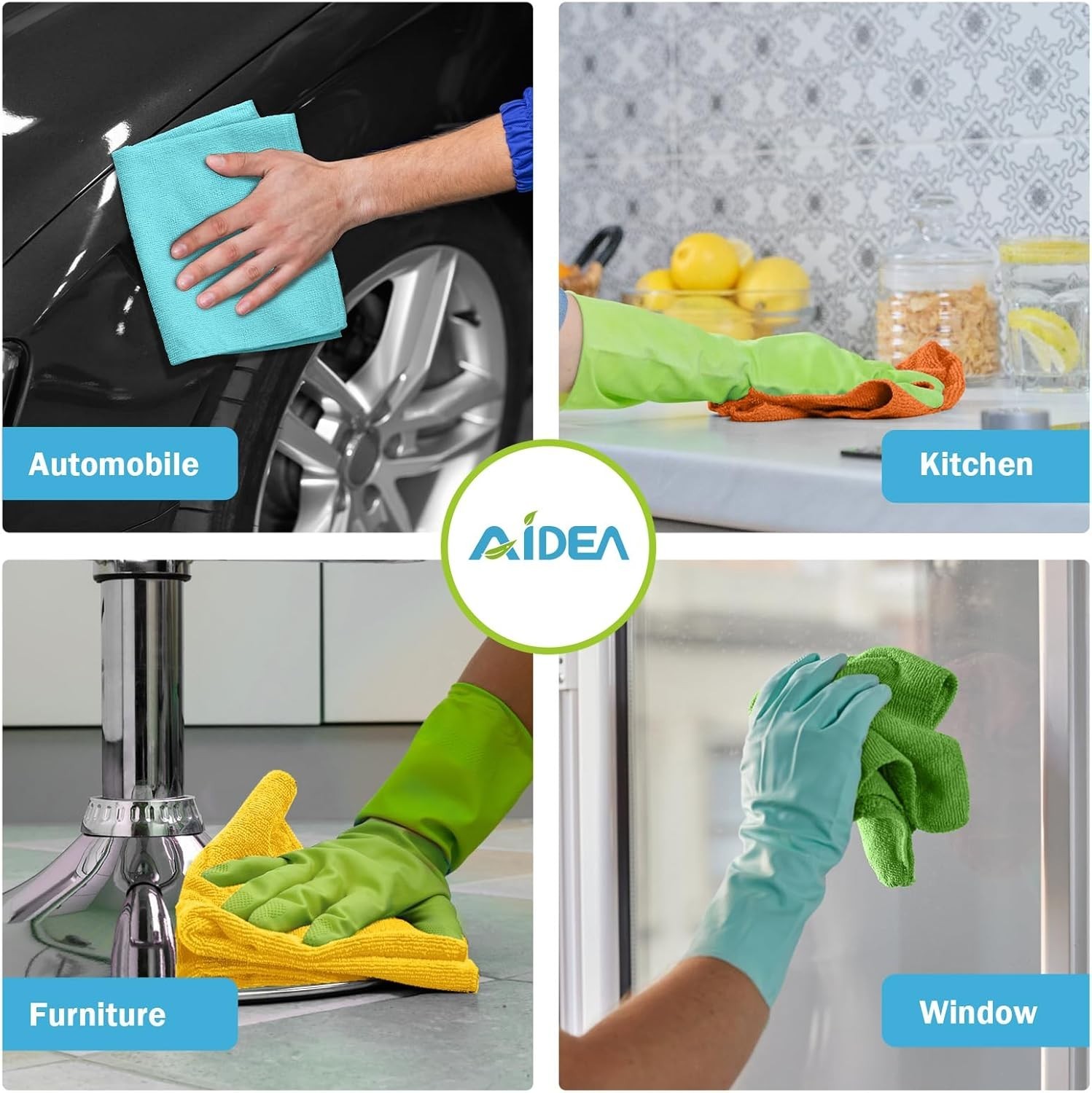 Versatile 12″x12″ Microfiber Cleaning Rags 100PK | For Home, Cars, and Dusting