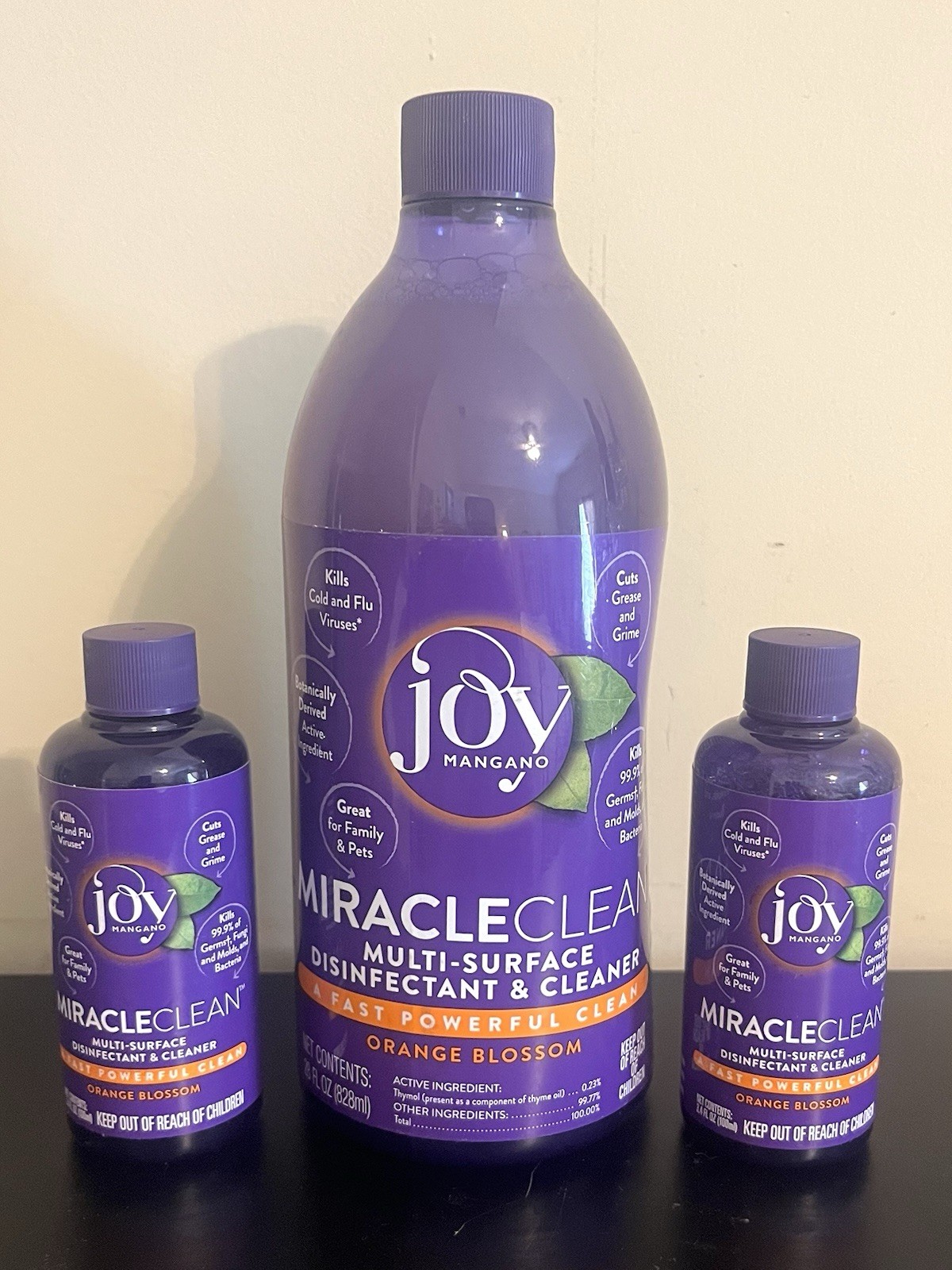 New/Sealed! Joy Mangano Miracle Clean Orange Blossom (1) 28oz & (2) 3.4oz
