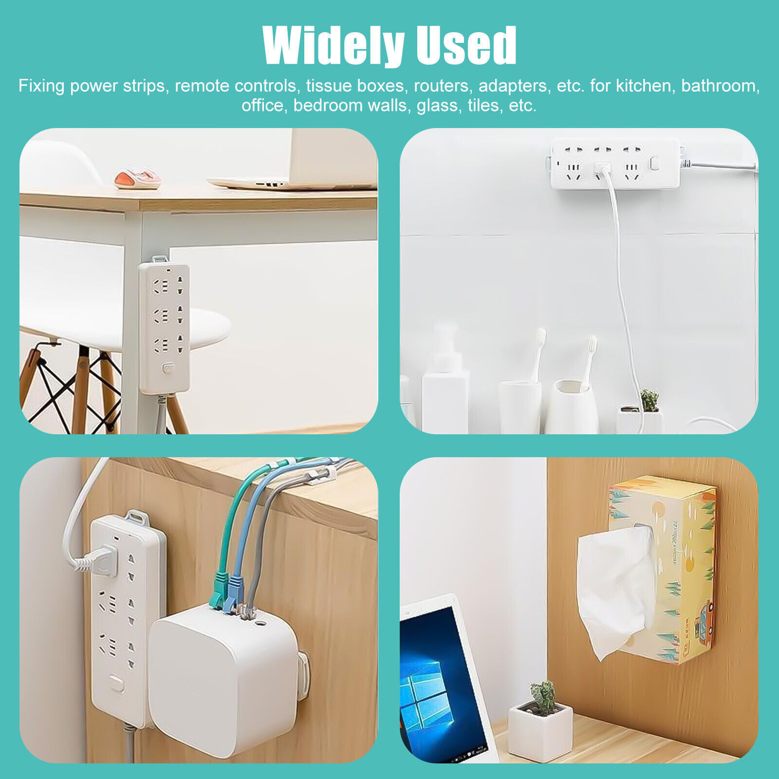 6 × Self-Adhesive Desktop Punch-Free Socket Fixer Holder Kitchen Home Office USA