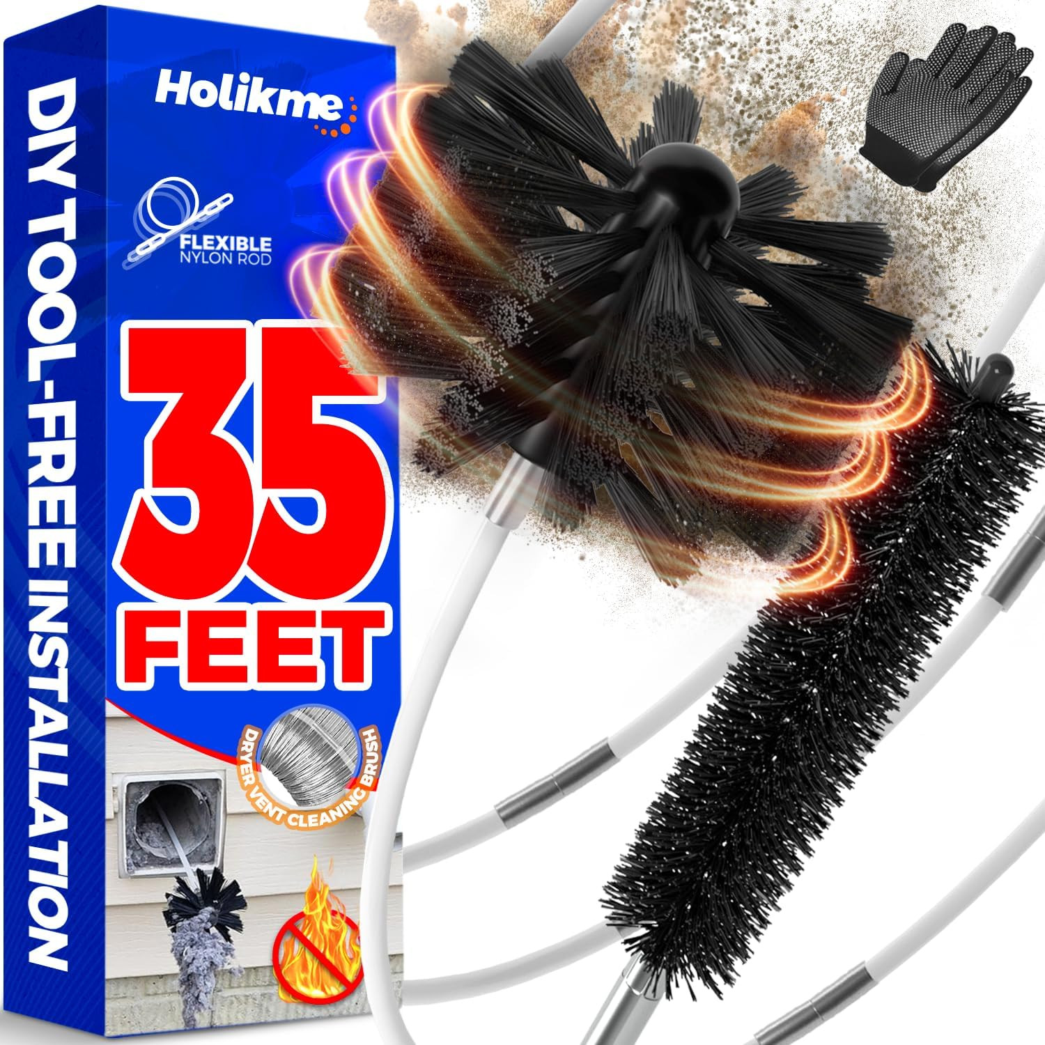 Dryer Vent Cleaner Kit – 35Ft Flexible Lint Brush for Deep Cleaning | Dryer Vent