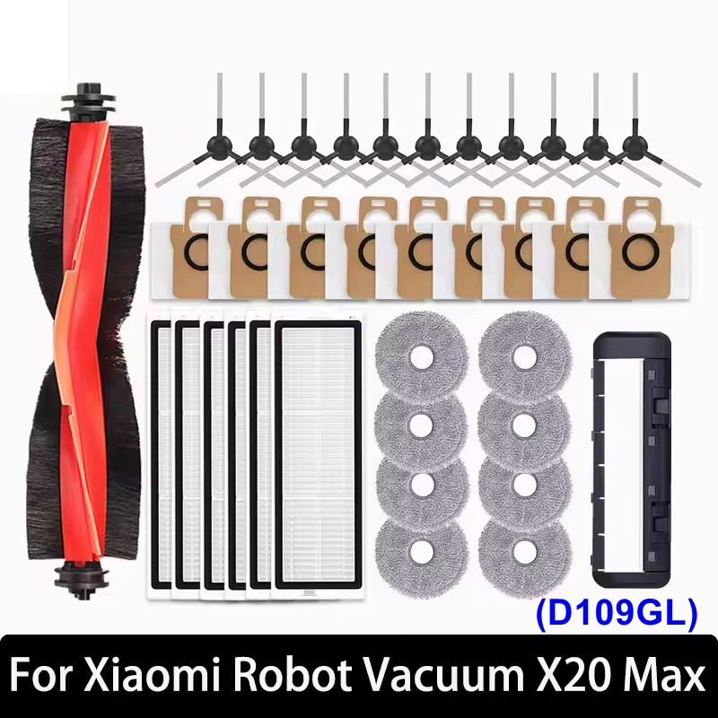 For Xiaomi X20 Max (D109GL) Robot Vacuum Roller Side Brushes/Filter/Mop/Dust Bag