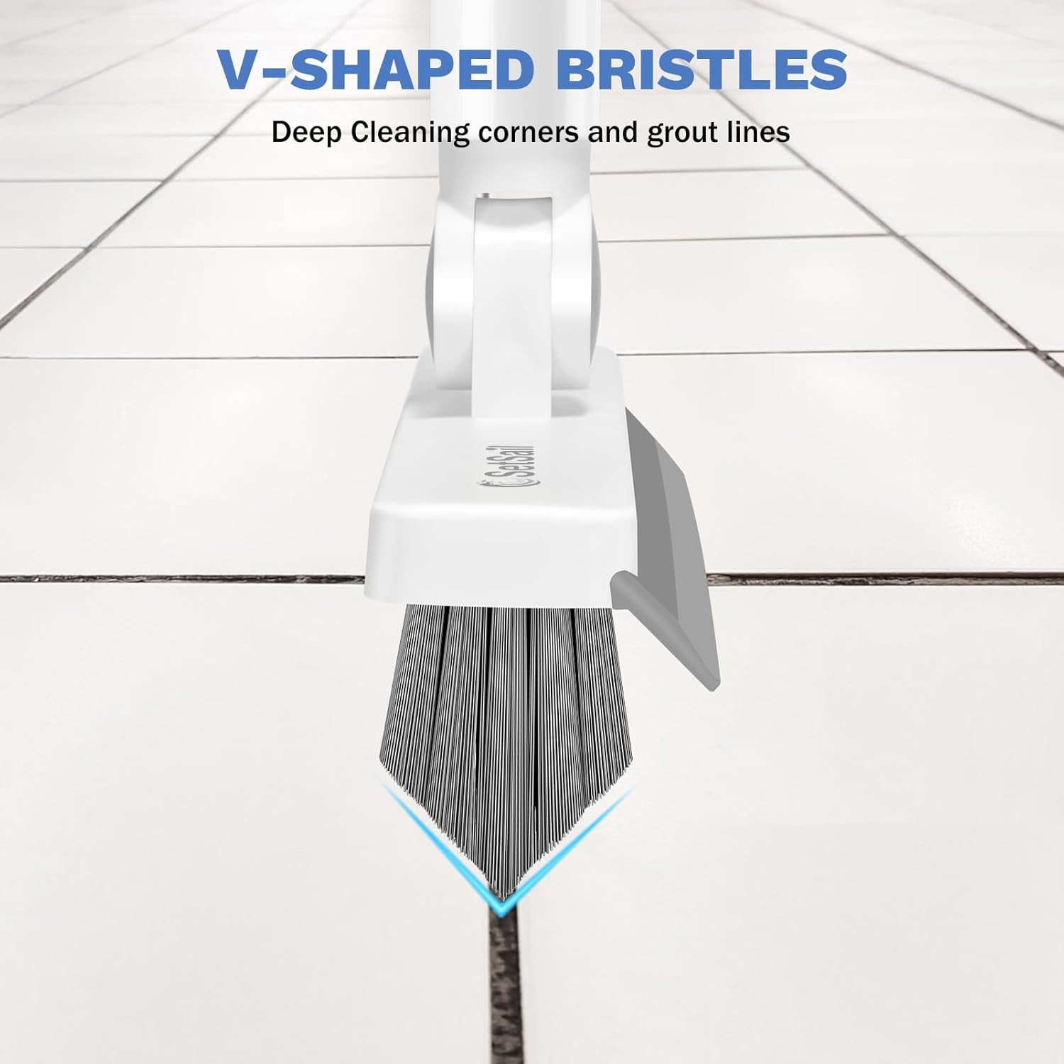 Grout Cleaner Brush with Long Handle, V-Shaped Floor Scrub Brush | Swivel Grout