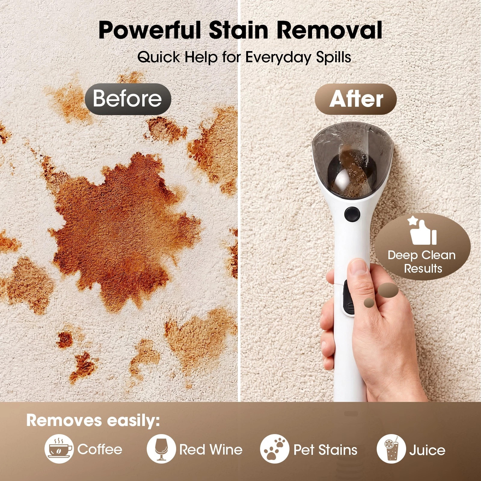 V2/16KPA Portable Carpet &Upholstery Cleaner Machine Deep Stain Remover For Home