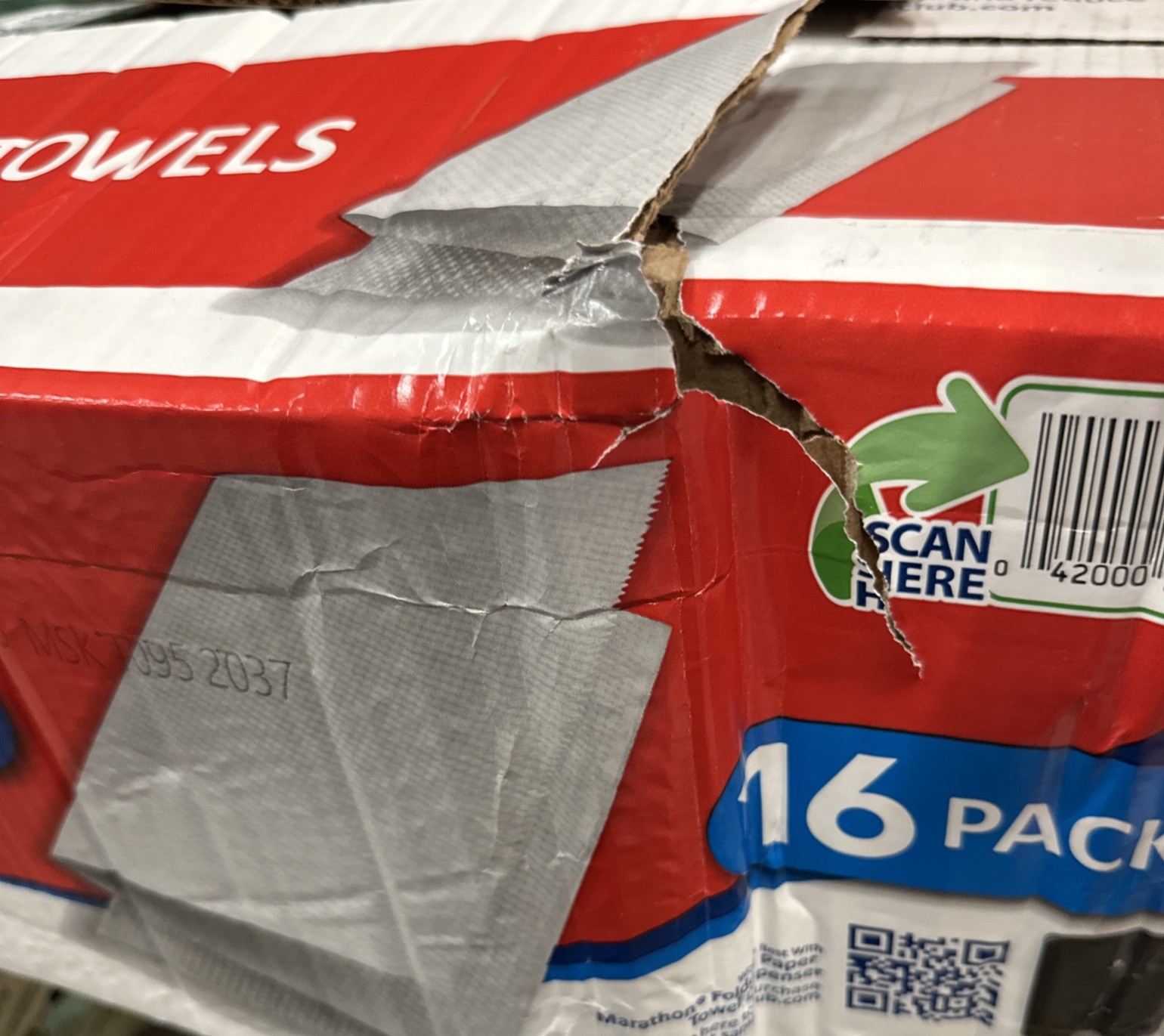 ⚡️Marathon Multifold 1-Ply Towels 9.2″ x 9.4″ (250 Per Pk -16pk) ⚠️Damaged Box👈