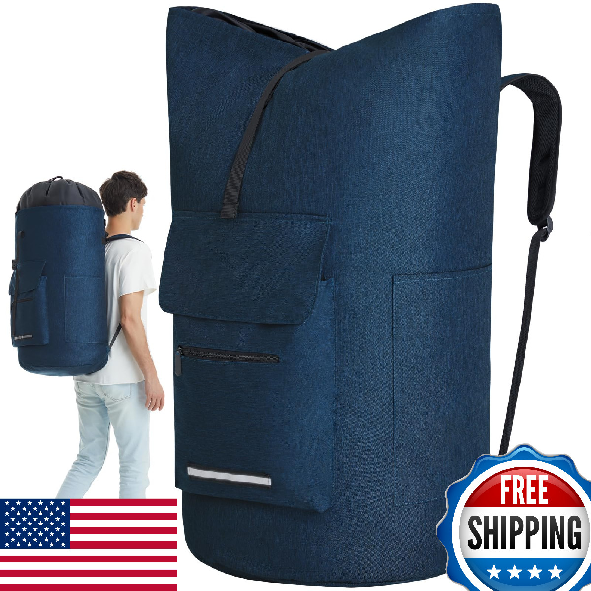 Heavy Duty 115L Laundry Backpack Bag w/ Straps for Dorm Room