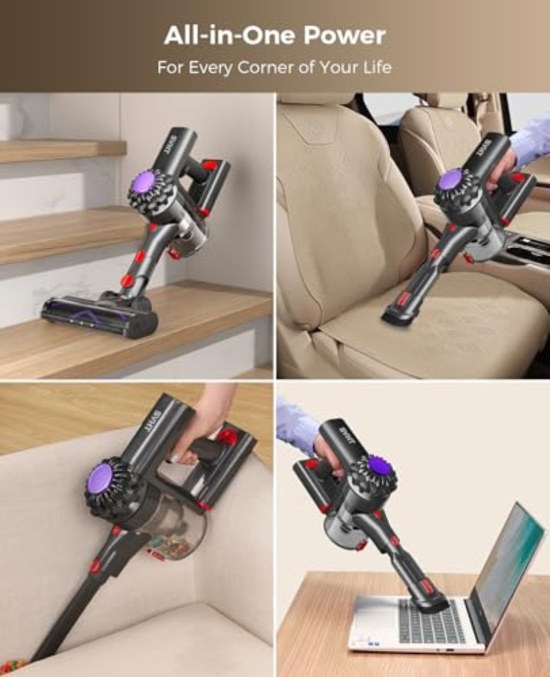 Cordless Vacuum Cleaner, 450W 40KPA Vacuum Cleaners for Home, 45Mins Lightweight