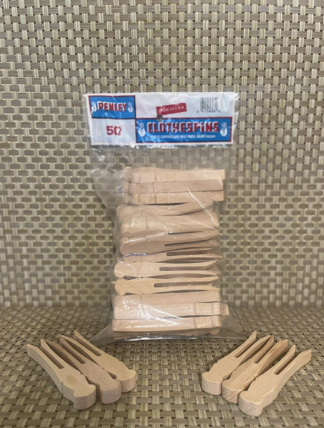56 Wood Clothespins Penley Flat Slotted 3.75″ Maine USA Crafts Dolls NEW