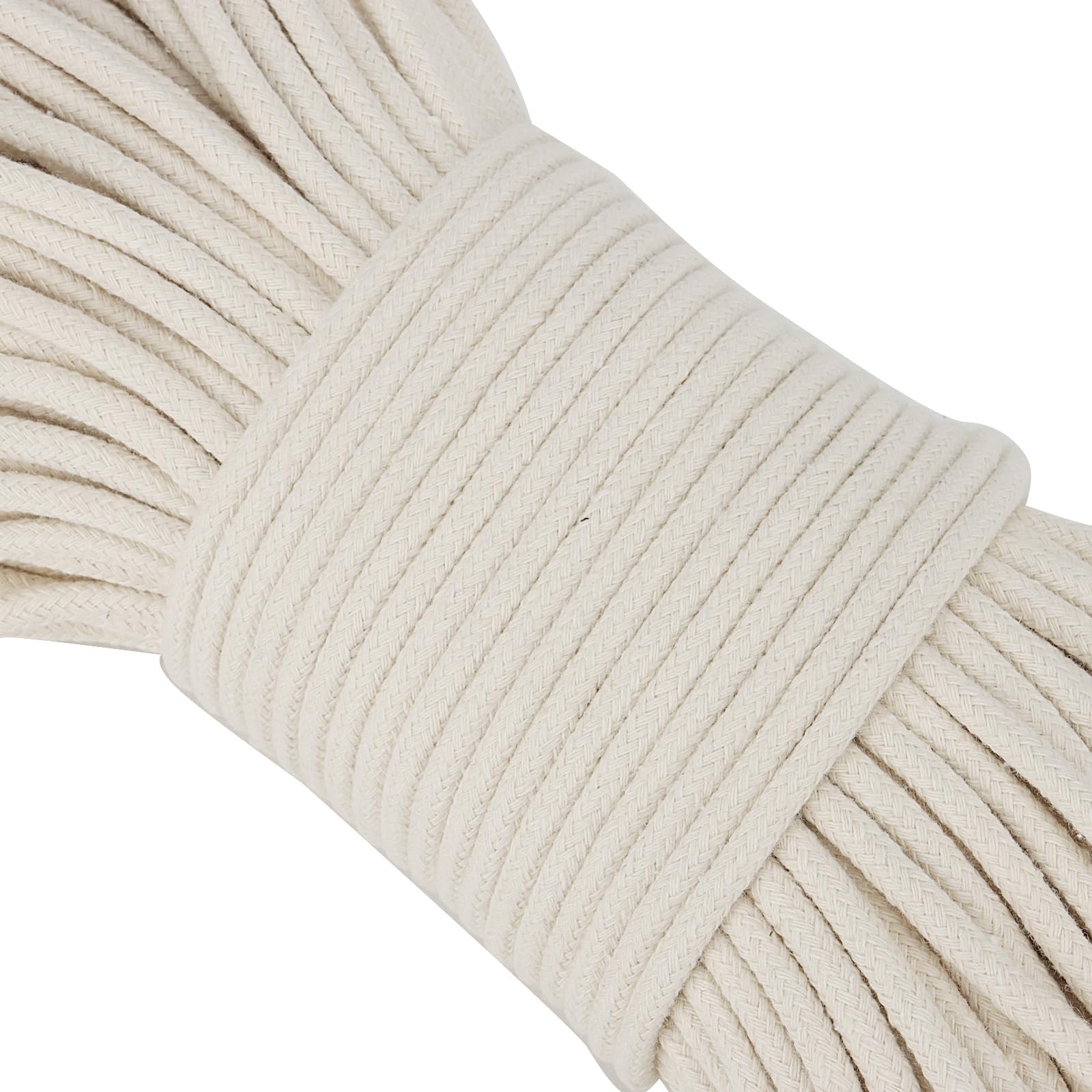 5/32 Inch White Natural Cotton Clothesline Rope, 4mm x 328 Feet Cotton Sash C…