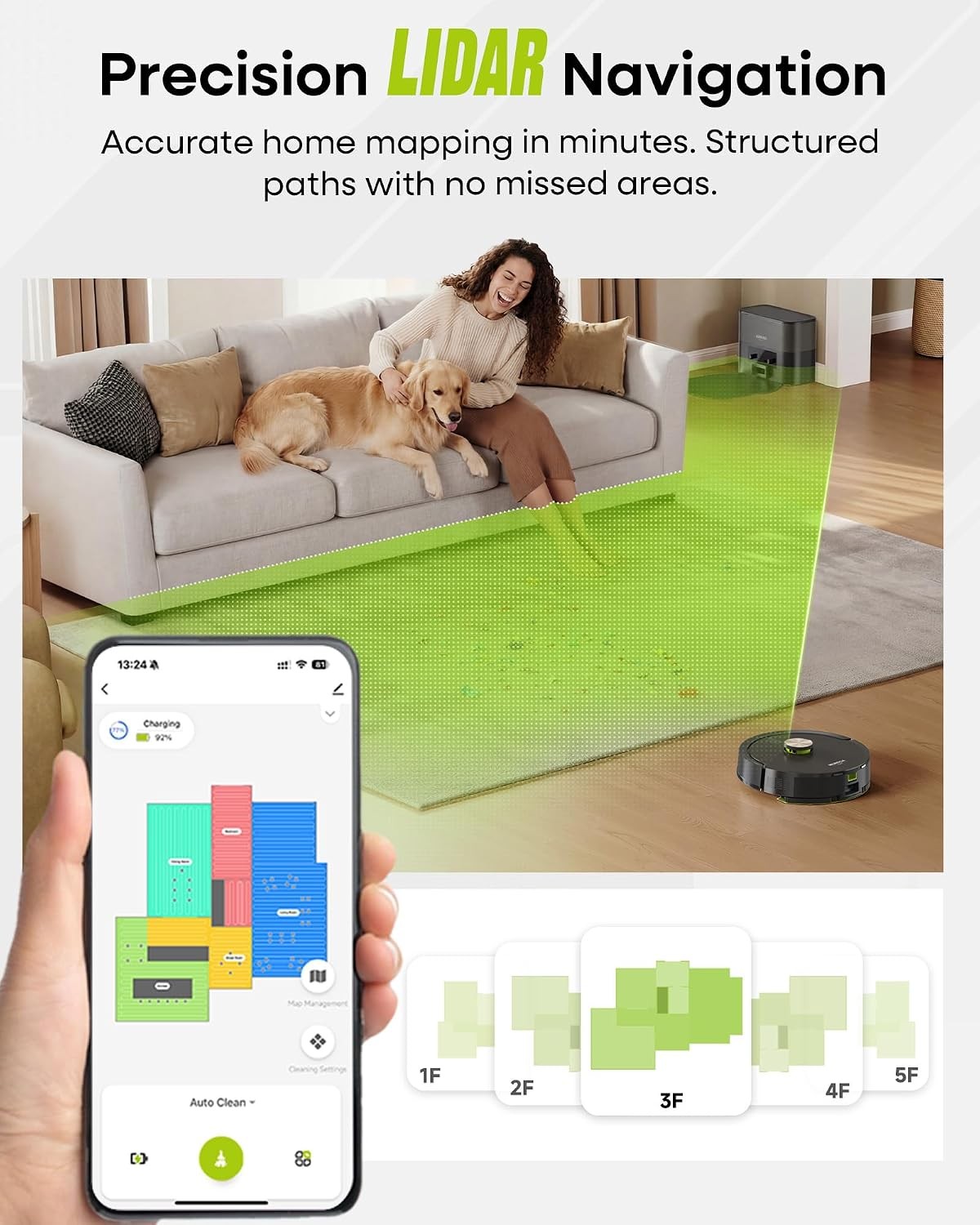 MONSGA Robot Vacuum Mop Self-Empty 8000Pa LiDAR Pet Hair App Voice Control