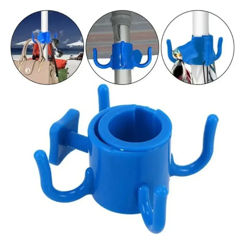 1pcs Beach Umbrella Hanging Hook with 4-Prongs for Towels, Hats & Bags – NEW
