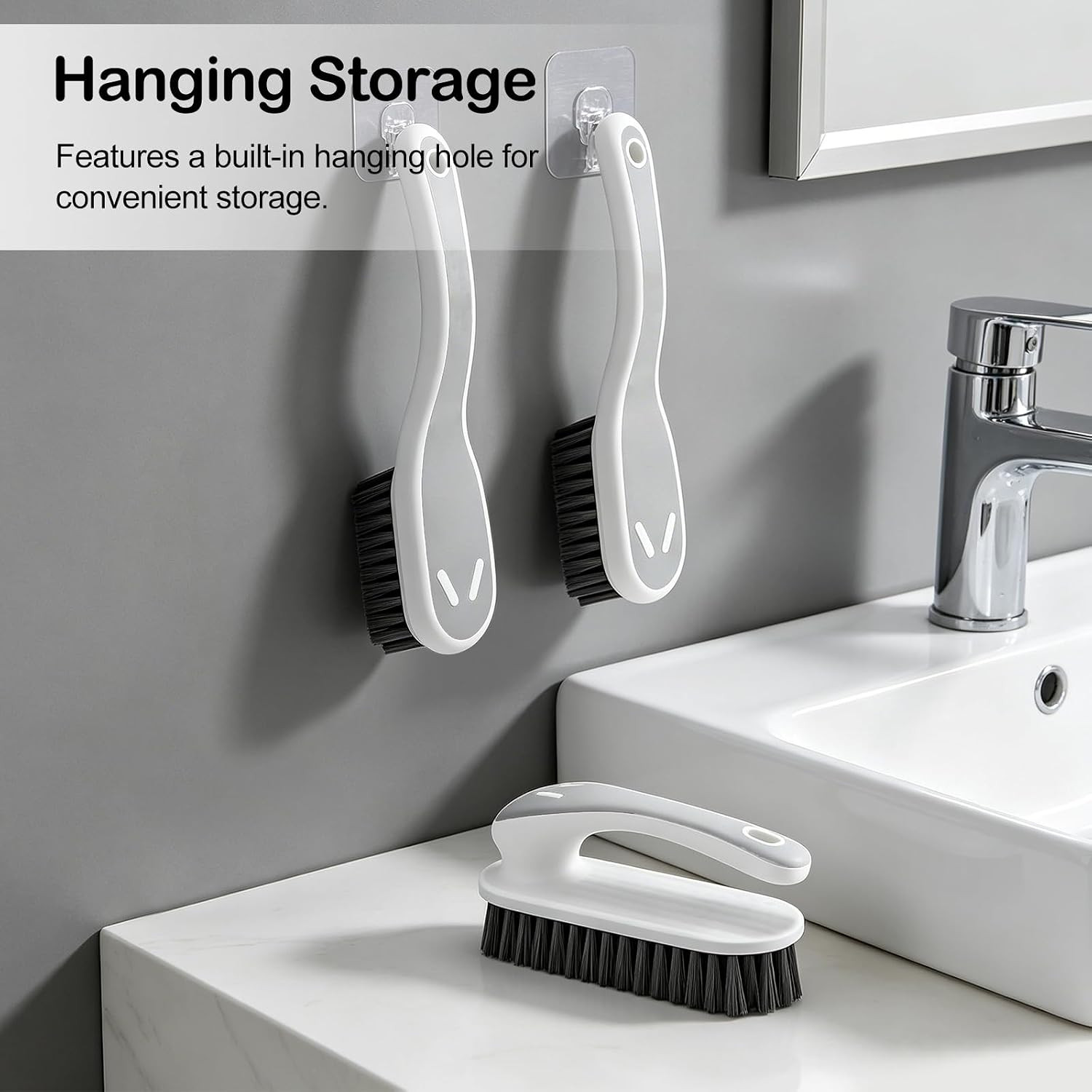 Soft Bristle Scrub Cleaning Brush 3 Pack Laundry Brush Gray White | Soft Scrub B