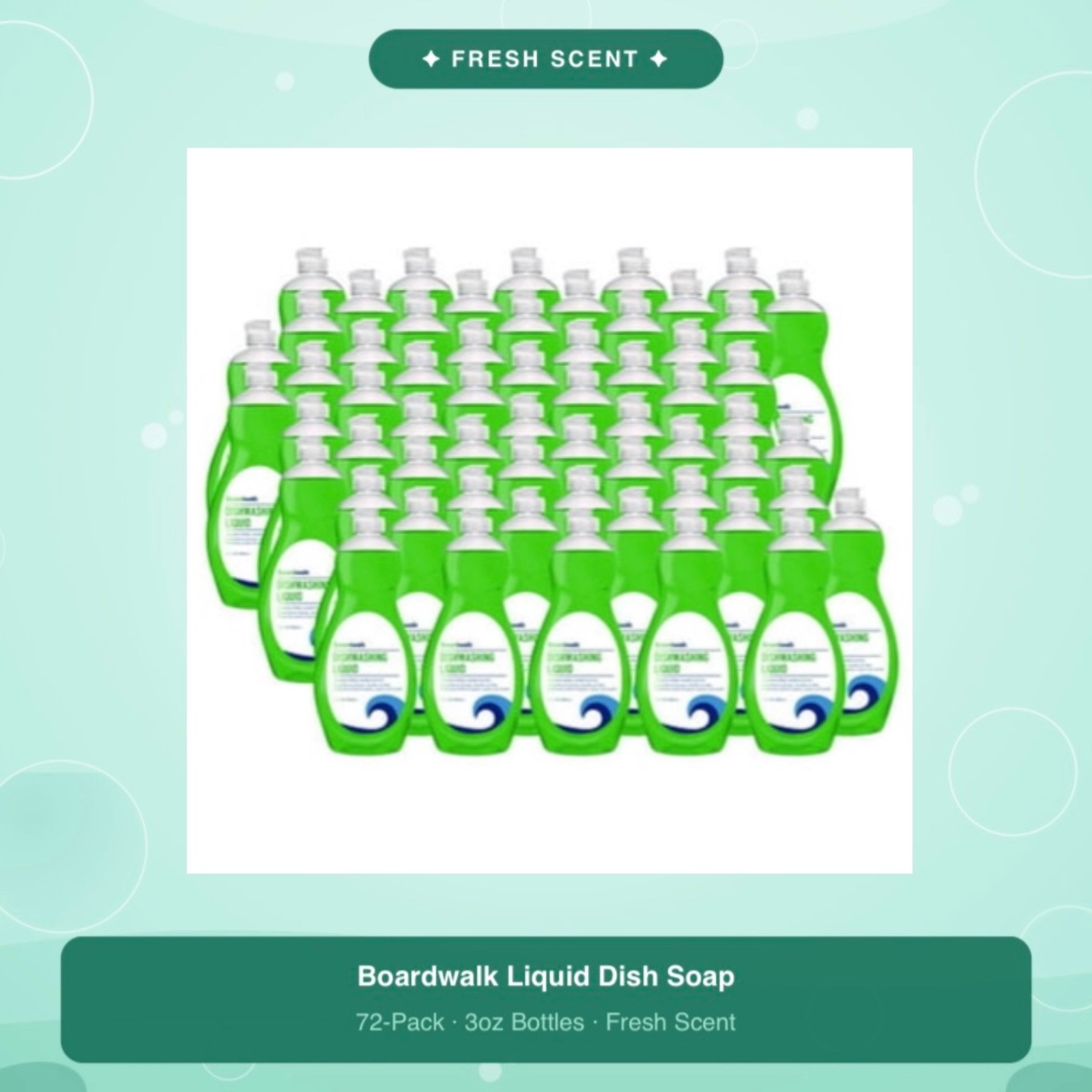 Boardwalk Dishwashing Liquid 72 Bulk Pack 3oz Travel Soap Fresh Scent Lot Airbnb