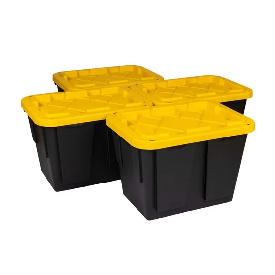 PLASTIC CONTAINERS BIN STORAGE BINS WITH LIDS STACKABLE TOTES 12 GALLON TUBS 4PK