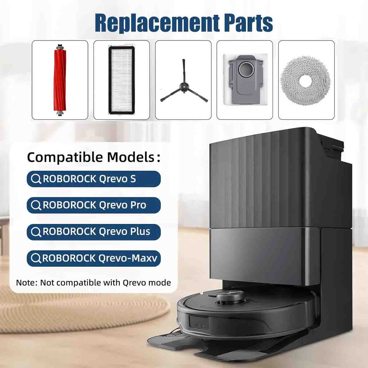 17 Pack Accessories Compatible With Roborock Qrevo Plus Vacuum Robot Parts