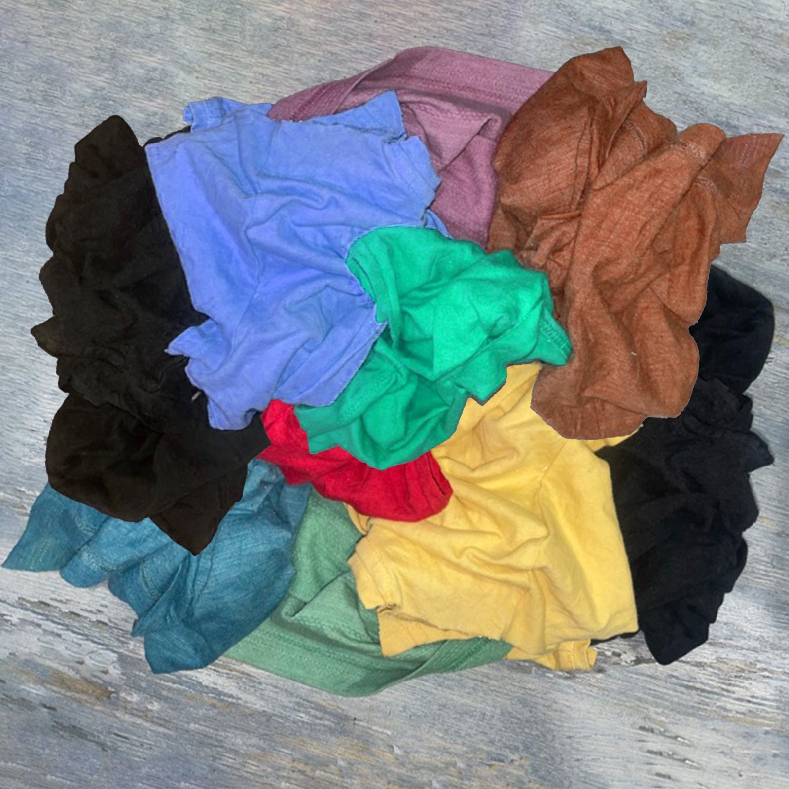 Colored T-Shirt Rags – 600 LB Pallet | Bulk Industrial Cleaning Wipers in Bags
