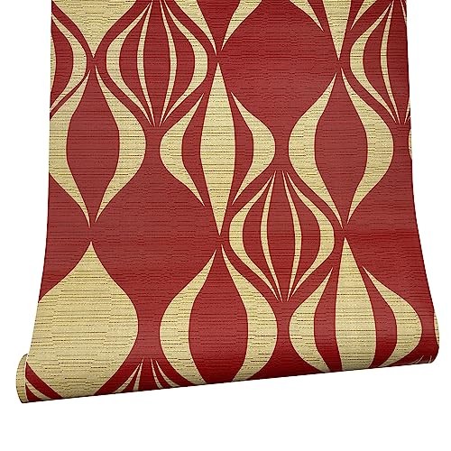 Yifely Red Geometric Design Furniture Paper Self-Adhesive Shelf Liner Dresser