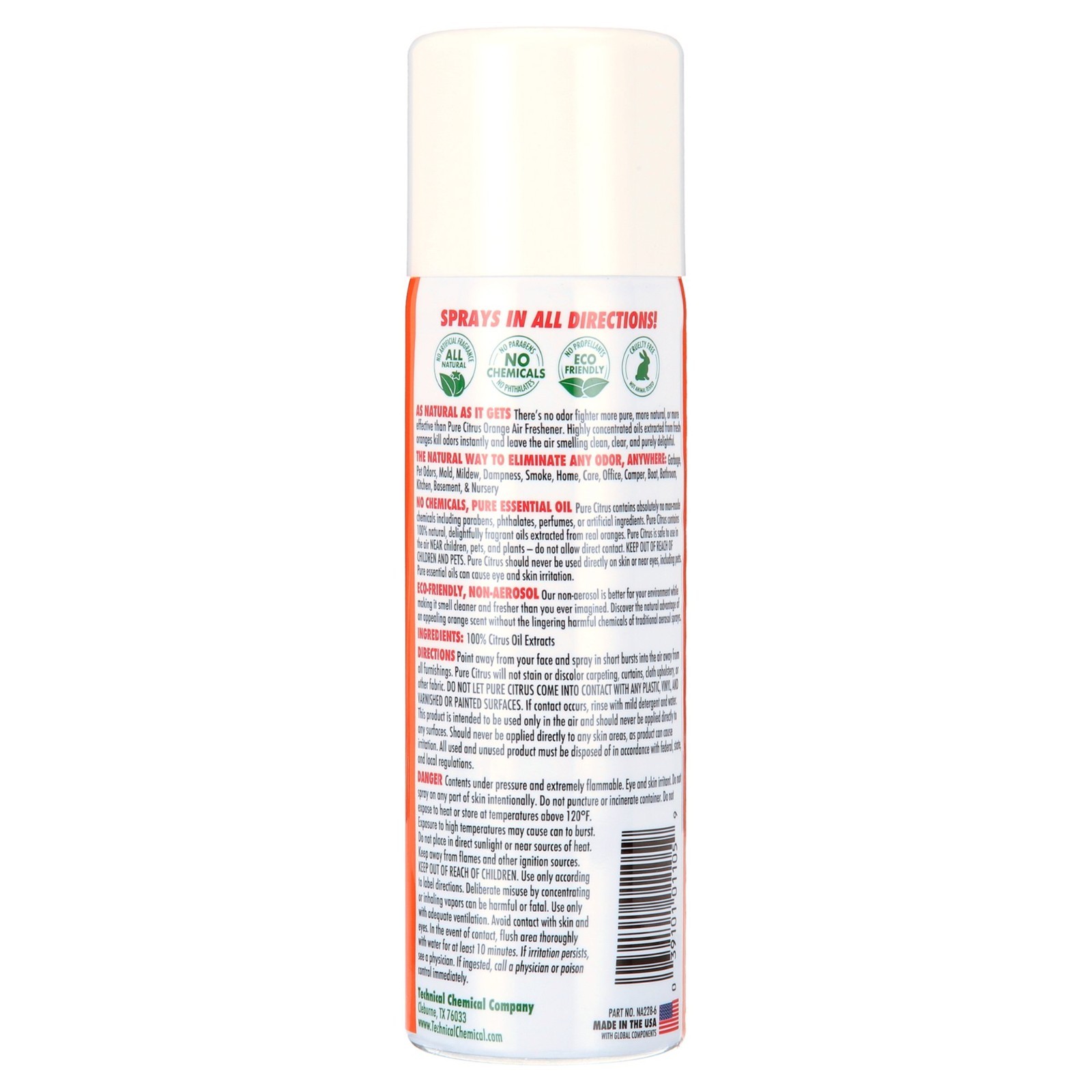 Pure Citrus Orange Air Freshener, 4oz (Pack of 4) Free Shipping Non-Aerosol