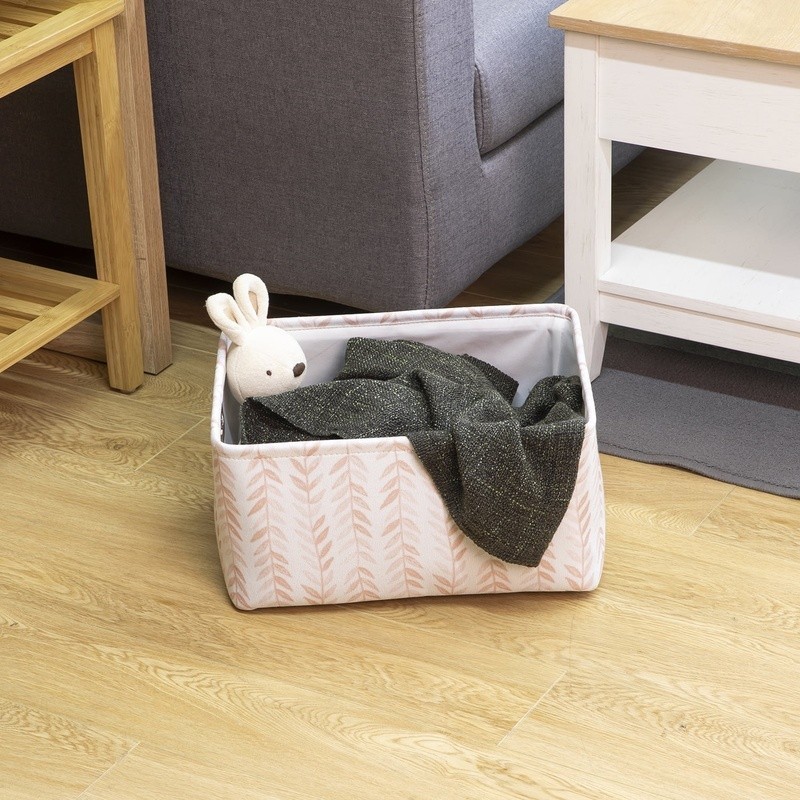 Blush Leaf Canvas Storage Basket W/ Handles Lightweight Decorative Organizer Bin
