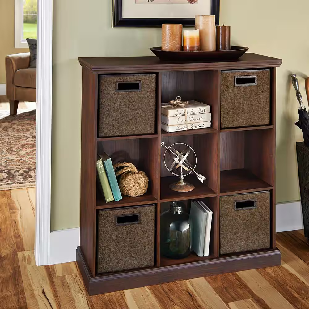 11 In. H X 10.5 In. W X 10.5 In. D Brown Fabric Cube Storage Bin