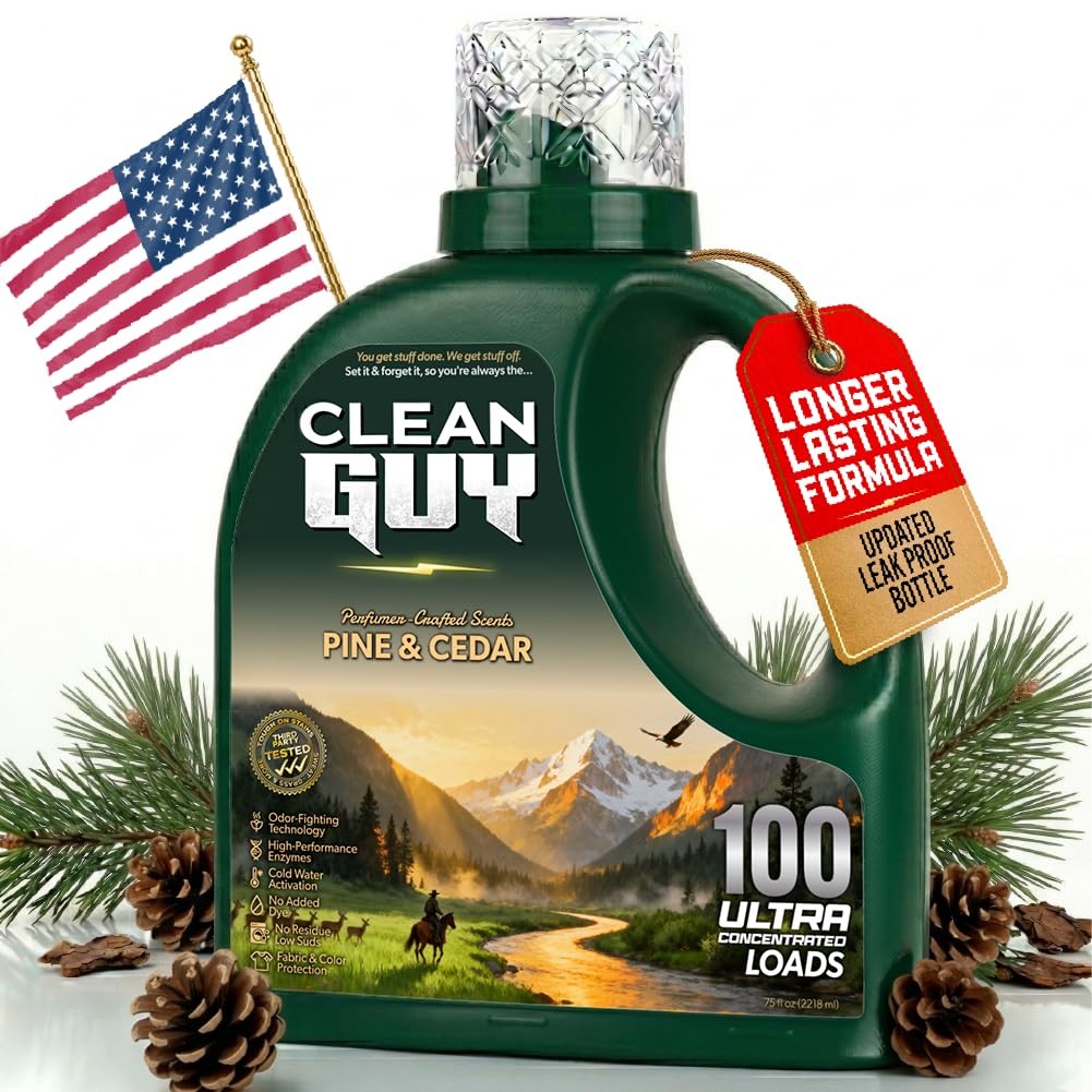 Clean Guy Laundry Detergent, Pine and Cedar, Odor Eliminator 100 Loads