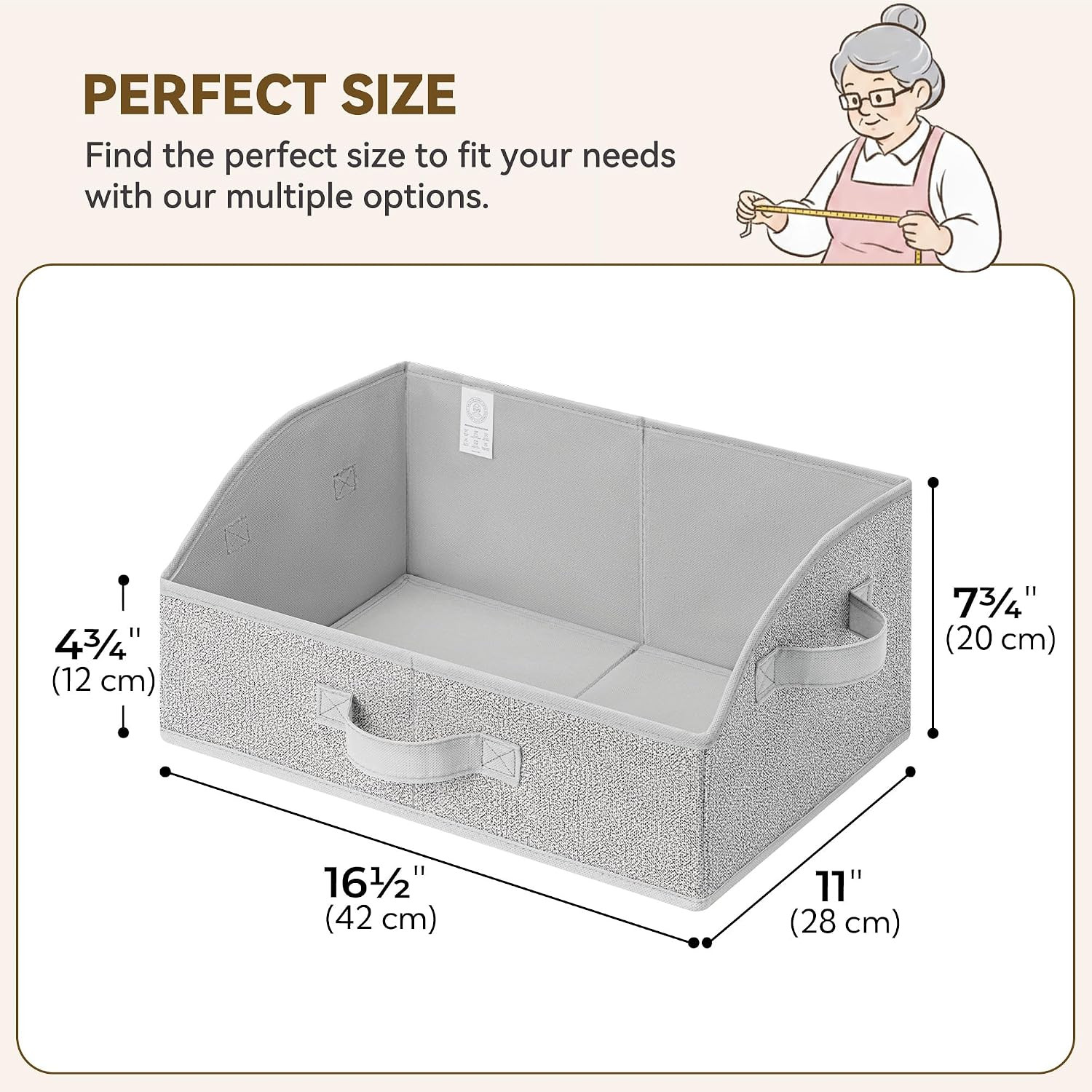 Trapezoid Closet Storage Bins, Medium, Gray, 3-Pack | Closet Organizer Bins for
